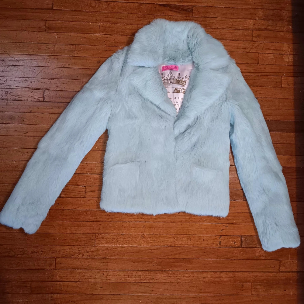 Juicy Couture Vintage Powder Blue Rabbit Fur Jacket ( Rare Color )
